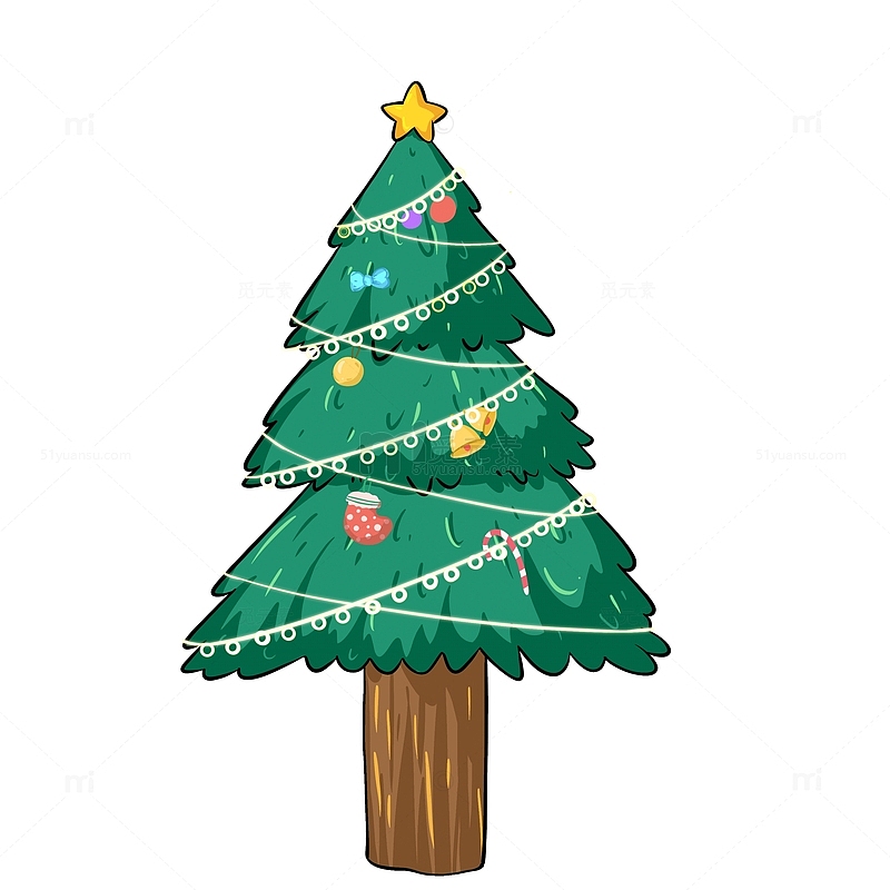 圣诞节绿色发光圣诞树绿树星星礼物装饰