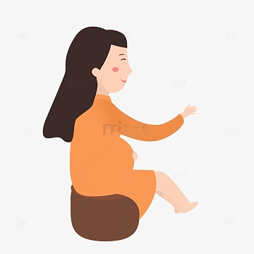 孕妇坐着动作人物插画手绘卡通扁平女人元素