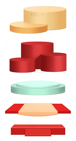 红色立体展台电商大促背景黄色展台