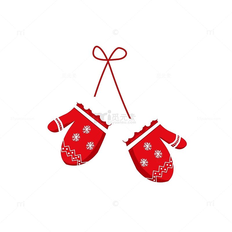 卡通圣诞节红色手绘手套