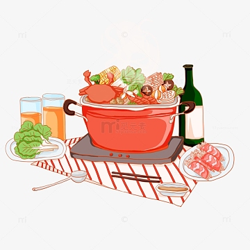 冬天火锅肥牛卷温暖食材酒海鲜冬季