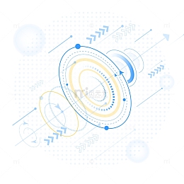 互联网科技球体箭头发射向上几何装饰插画