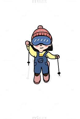 可爱卡通滑雪小女孩