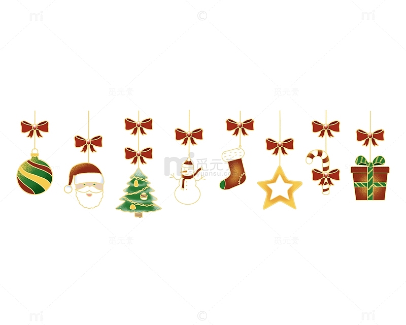 手绘圣诞礼物袜子雪人圣诞树标题栏装饰