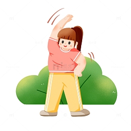 小清新扁平女孩锻炼身体手绘图