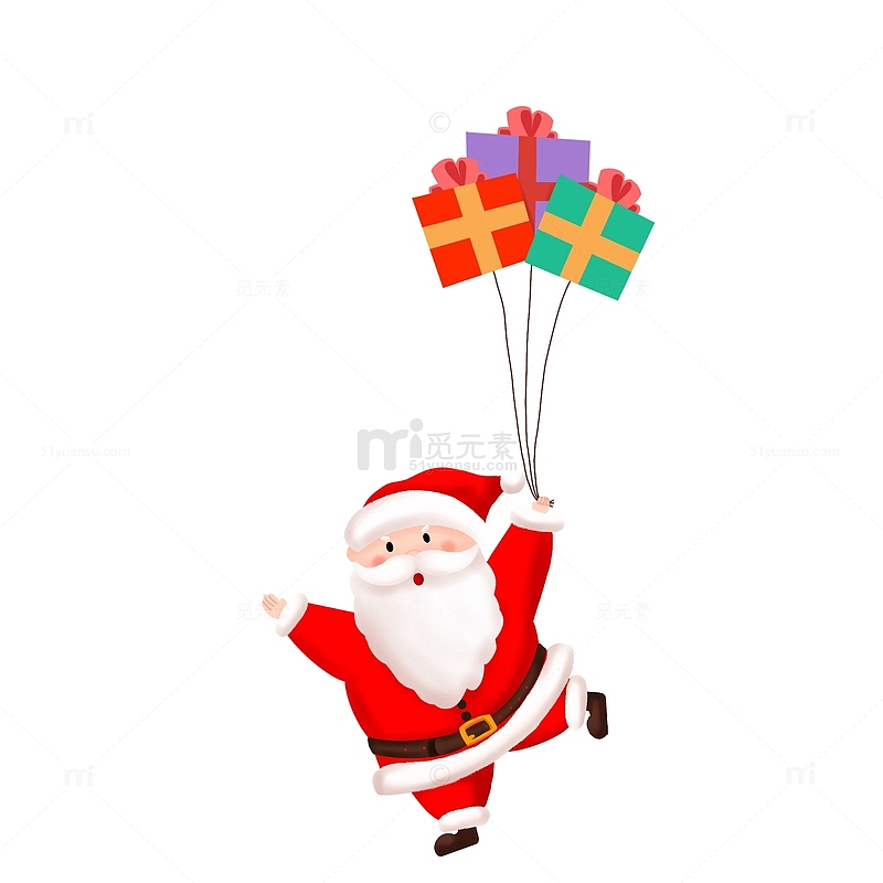 白色圣诞老人礼物气球平安夜手绘元素