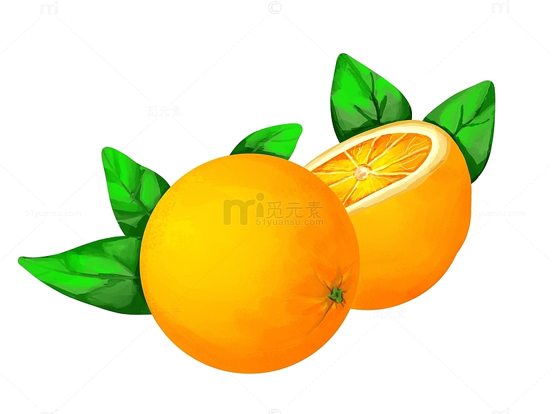 绿色小清新橙子沃柑橘子文创周边手绘图