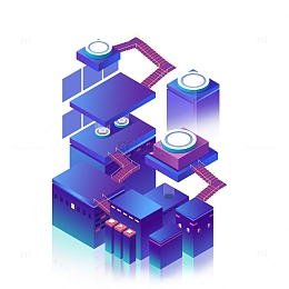 科技感阶梯电商展示平台元素