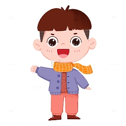 男孩穿冬装在室外免抠元素