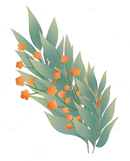 青绿色植物花草手绘