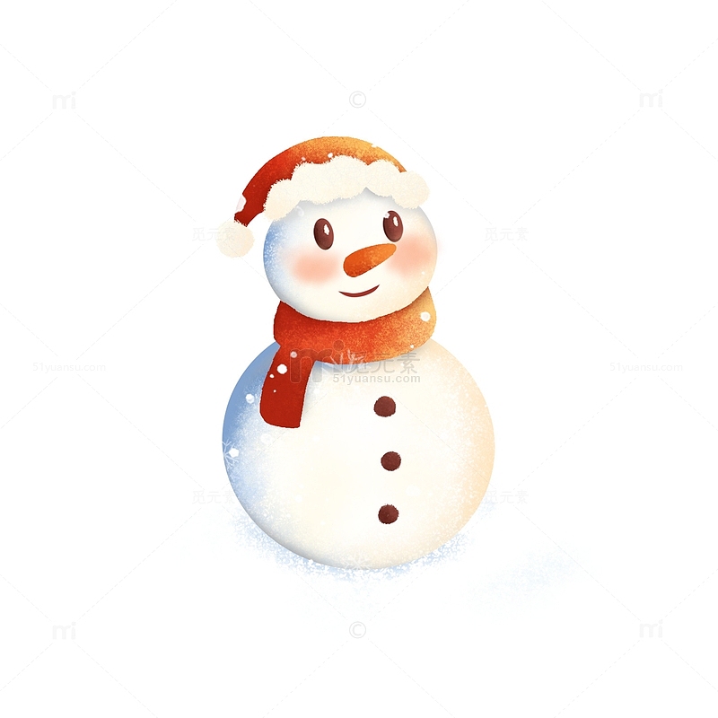 冬季圣诞节雪地雪人手绘插画元素