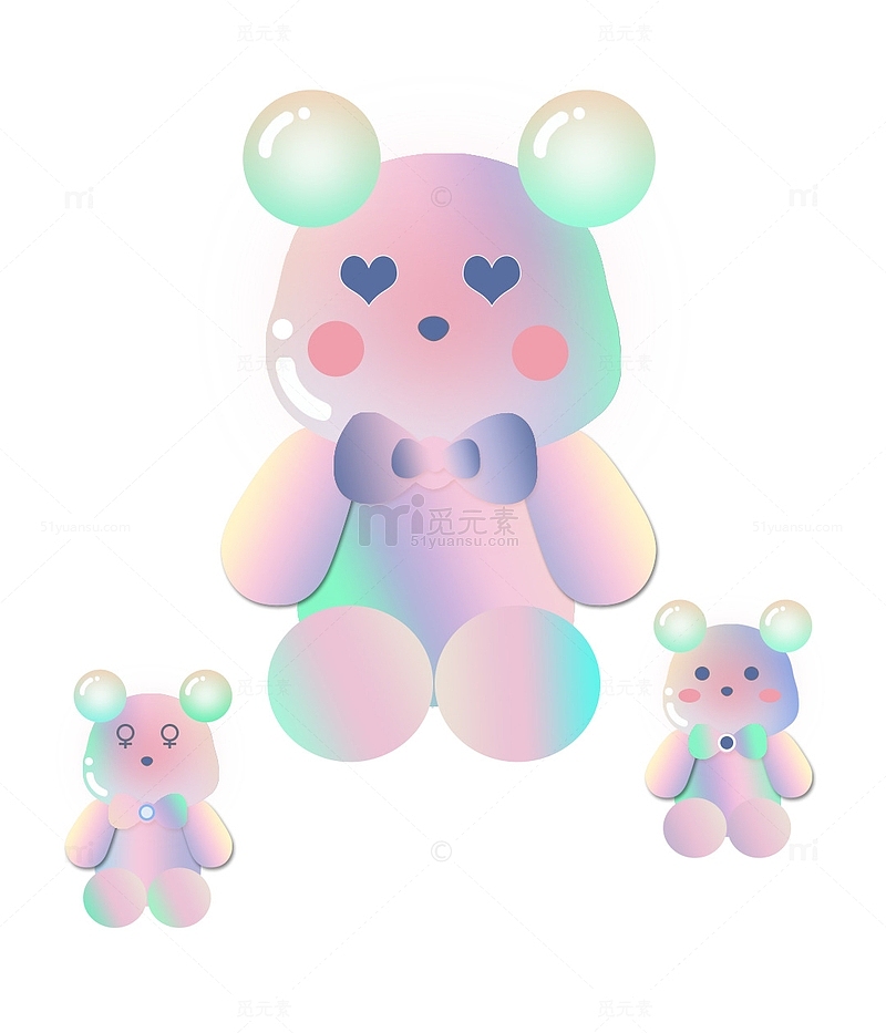 荧光卡通小紫熊玩偶