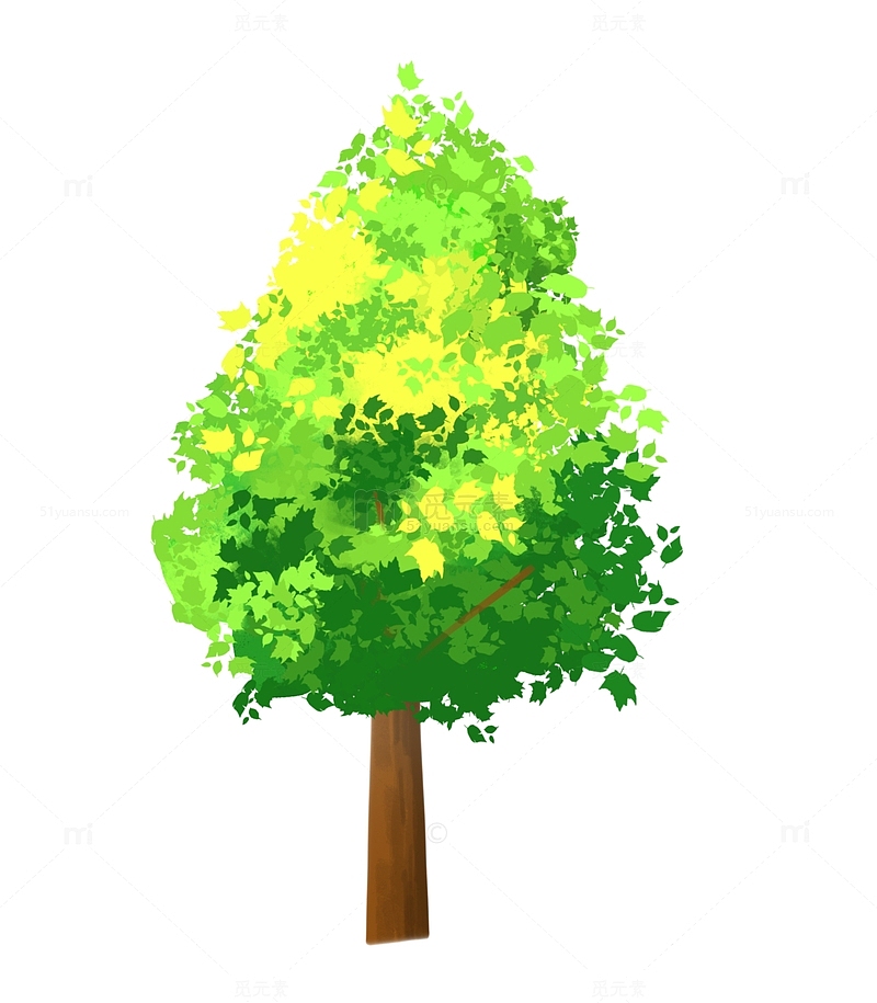 绿色小清新手绘大树植物手绘元素