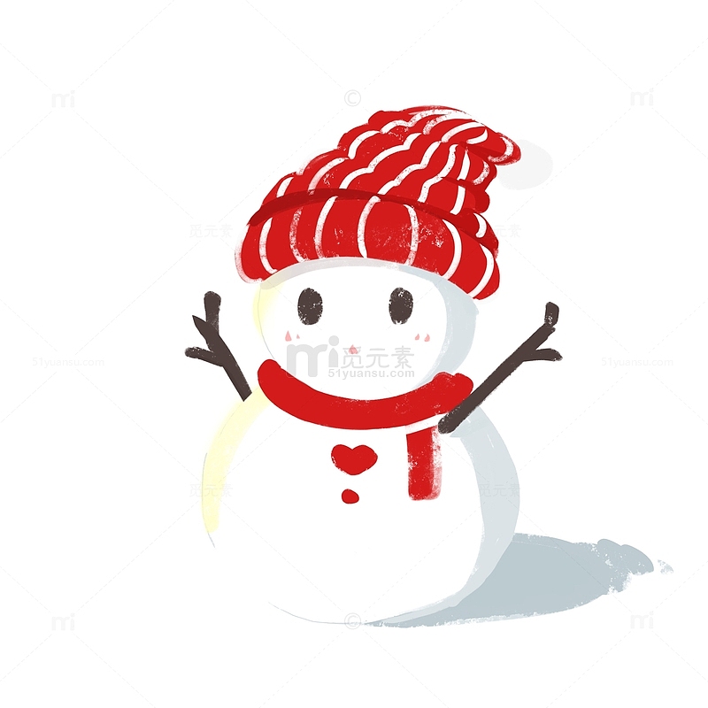 白色圣诞节小雪大雪雪人可爱手绘装饰
