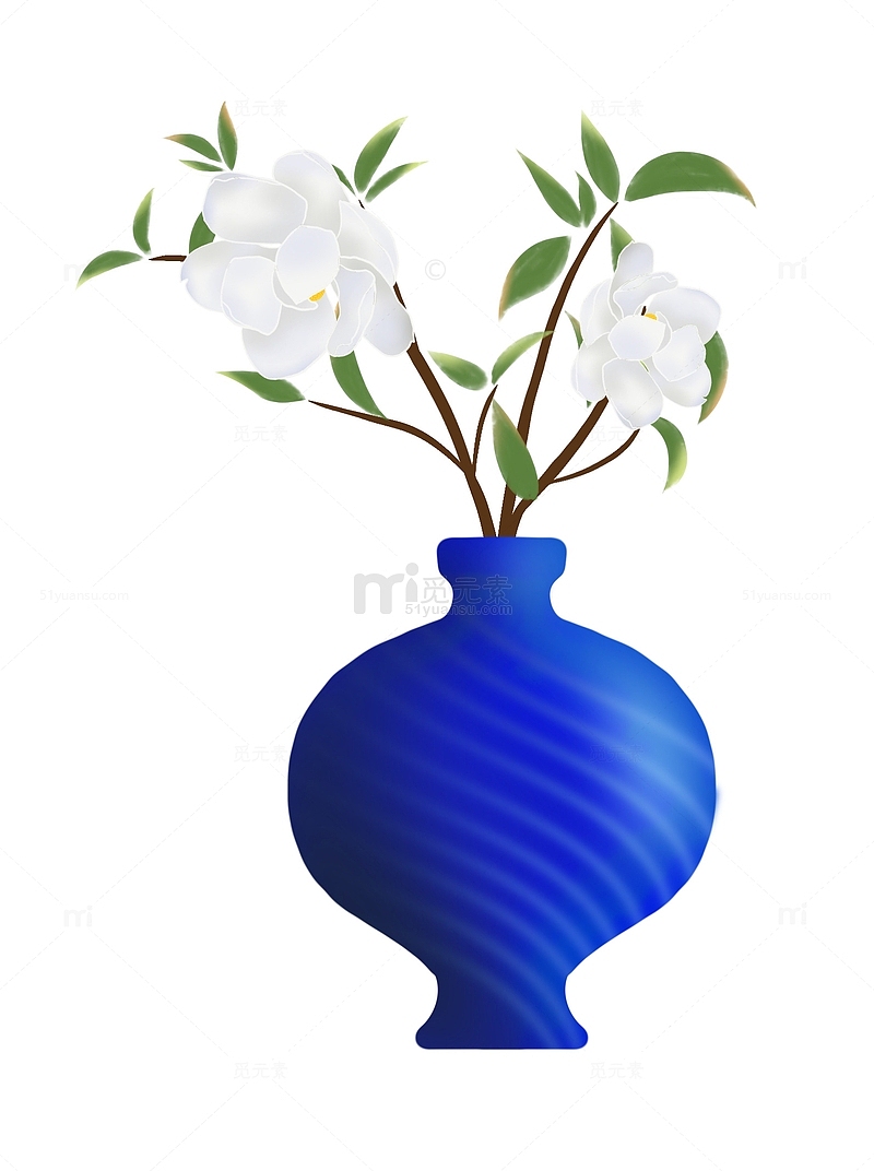 蓝色克莱因蓝花瓶插花装饰
