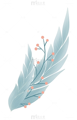 淡蓝色小清新植物手绘