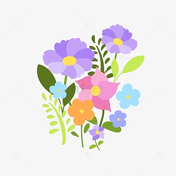 紫色可爱卡通儿童插图简约花花元素图