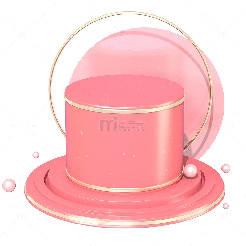 浪漫粉色产品展台3D立体圆形简约大气
