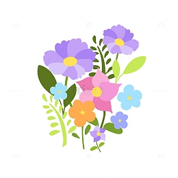 紫色可爱卡通儿童插图简约花花元素图