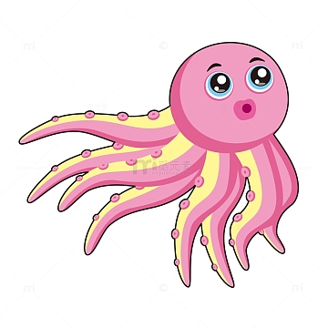 卡通可爱海底章鱼八爪鱼矢量图