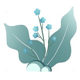 绿色蓝调植物手绘
