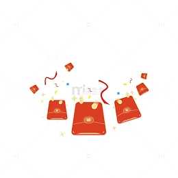 红包雨装饰元素彩带飘带电商