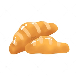 卡通手绘简约小清新蛋糕牛角包甜品
