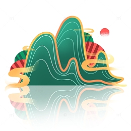 新年电商中国风国潮山水装饰插画