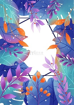 小雪大雪植物系海报类元素插画