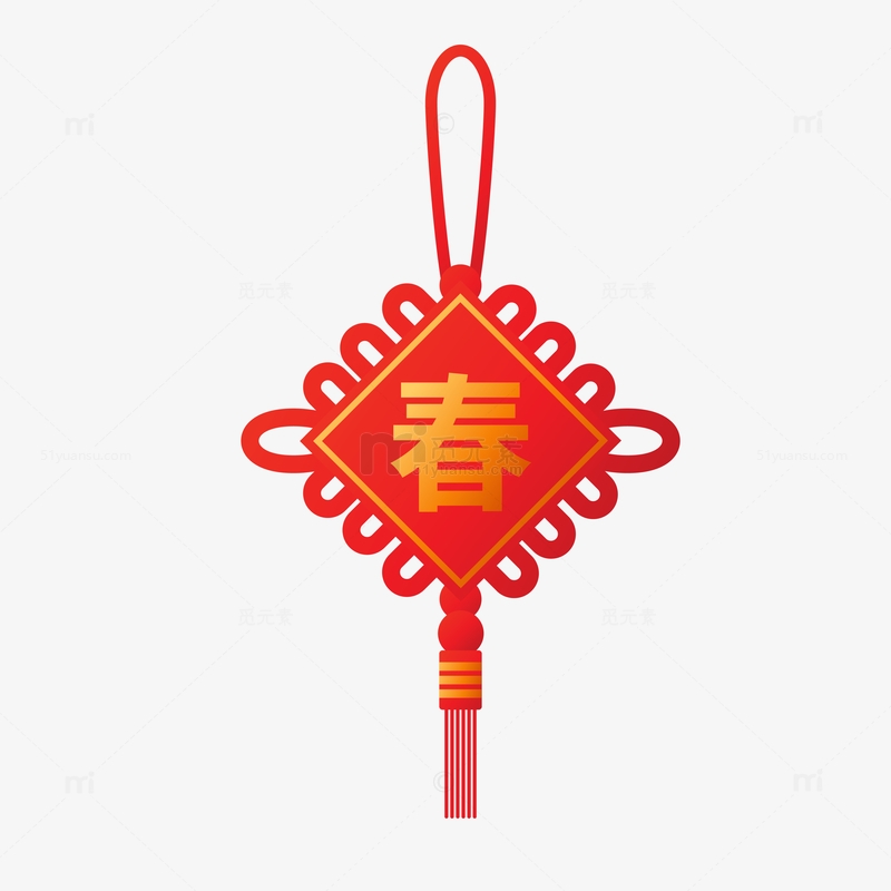 喜庆春节红色中国结矢量图
