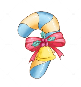 马卡龙色系小清新圣诞蝴蝶结铃铛手绘装饰