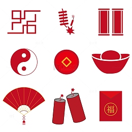 新年红色矢量元素