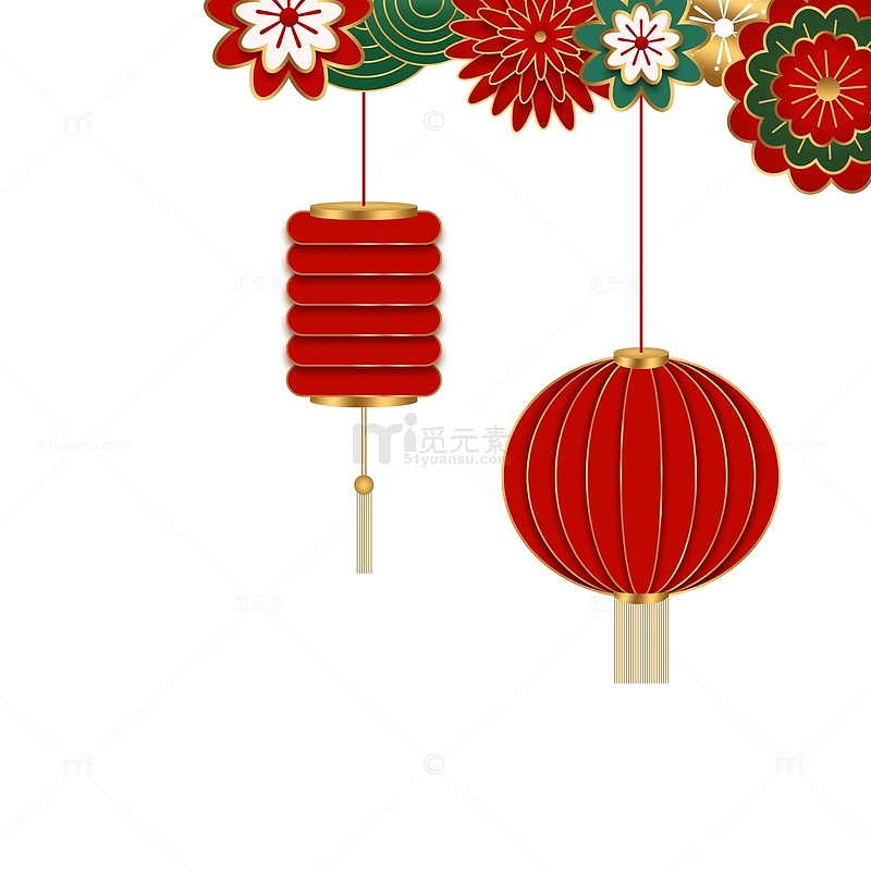 春节国潮金色喜庆灯笼海报顶部装饰元素