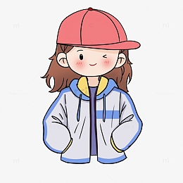 休闲运动风棒球帽女生眨眼半身手绘图