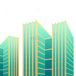 手绘卡通现代摩登办公建筑大楼元素