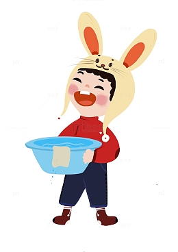 春节打扫房间小男孩人物元素