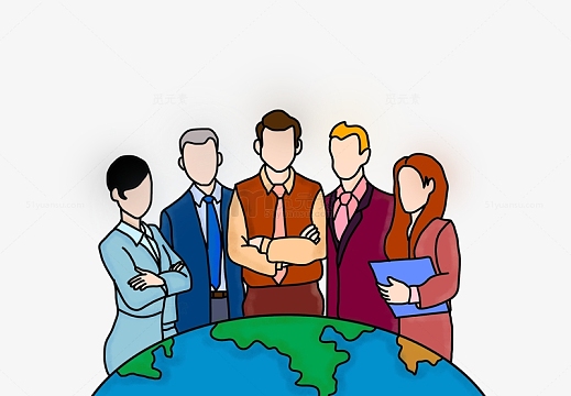 手绘团队合作精英团队