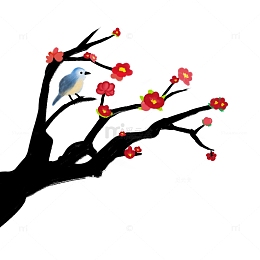 红梅花和小鸟
