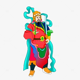 手绘门神图春节春联插画