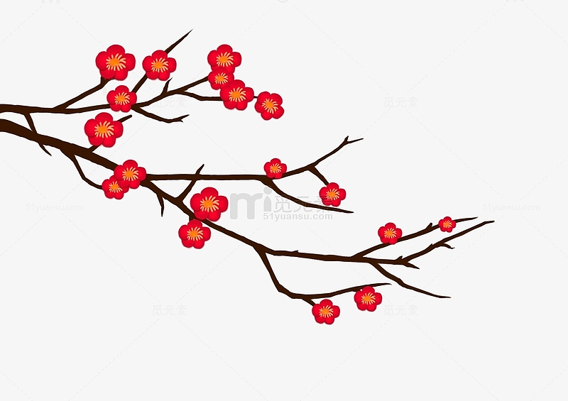 红色梅花手绘图