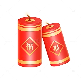 红色喜庆3D新春元素烟花爆竹
