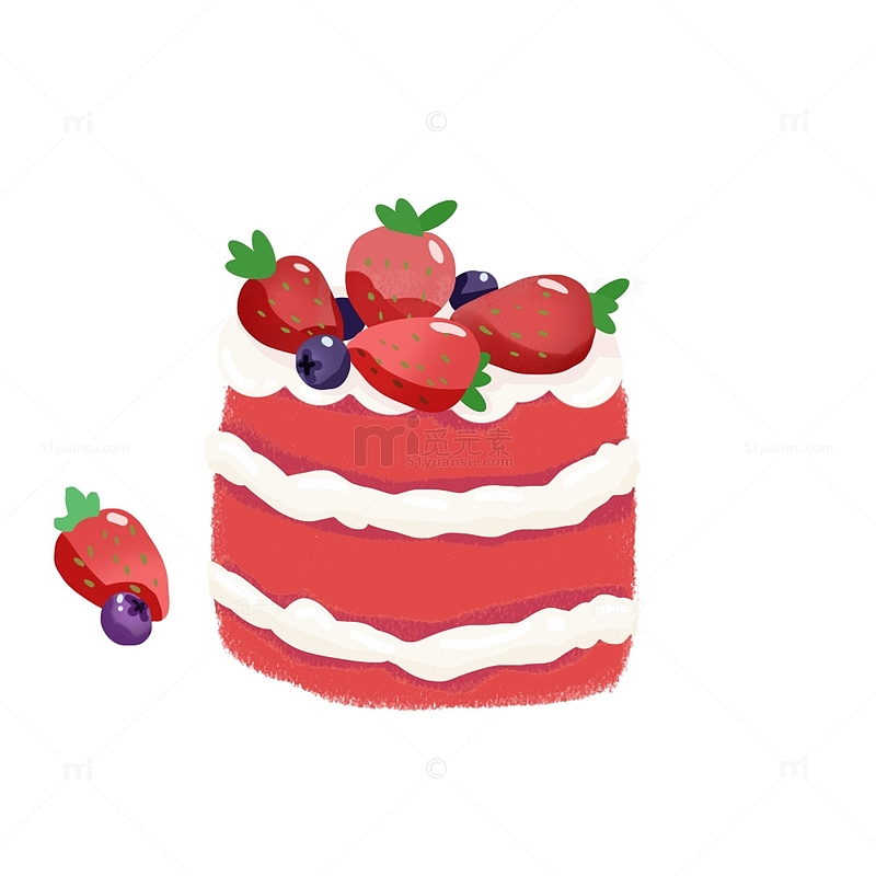草莓红丝绒奶油蛋糕