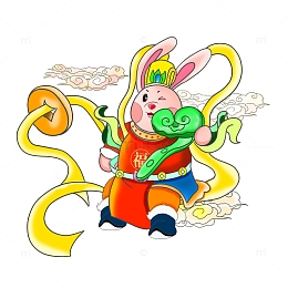 手绘2023新年吉祥物小兔子送福气