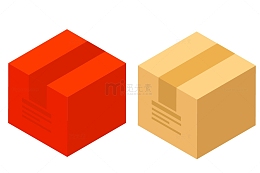 红色黄色天猫快递盒