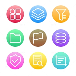 彩色渐变扁平化UI图标文档软件元素