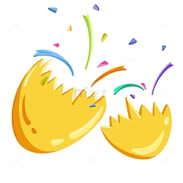 金黄色彩蛋飘带喜庆节日年会元素