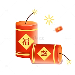 简约鞭炮烟花新春手绘元素