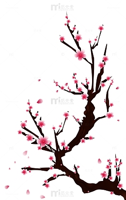 红色国风插画梅花春节元素梅花元素