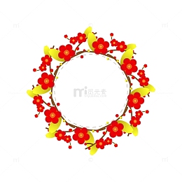 金红梅花花环边框头像框花开富贵春节国潮