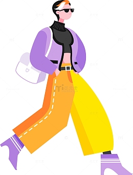 紫色扁平风时尚女性人物矢量图